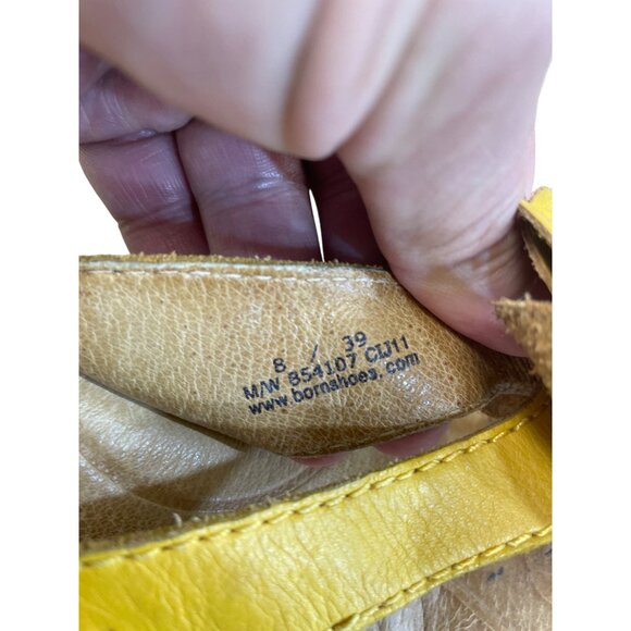 Born Womens Yellow Leather Floral 2.5" Wedge Sandals Size 8/39 SKU 8369 - Picture 5 of 13